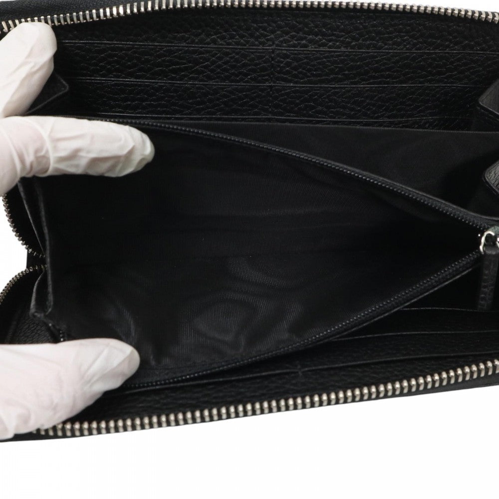 GUCCI グッチ 長財布 ジャンボGG ジップアラウンドウォレット ロングウォレット 739484 レザー ブラック 黒 シルバー金具 メンズ【中古品】