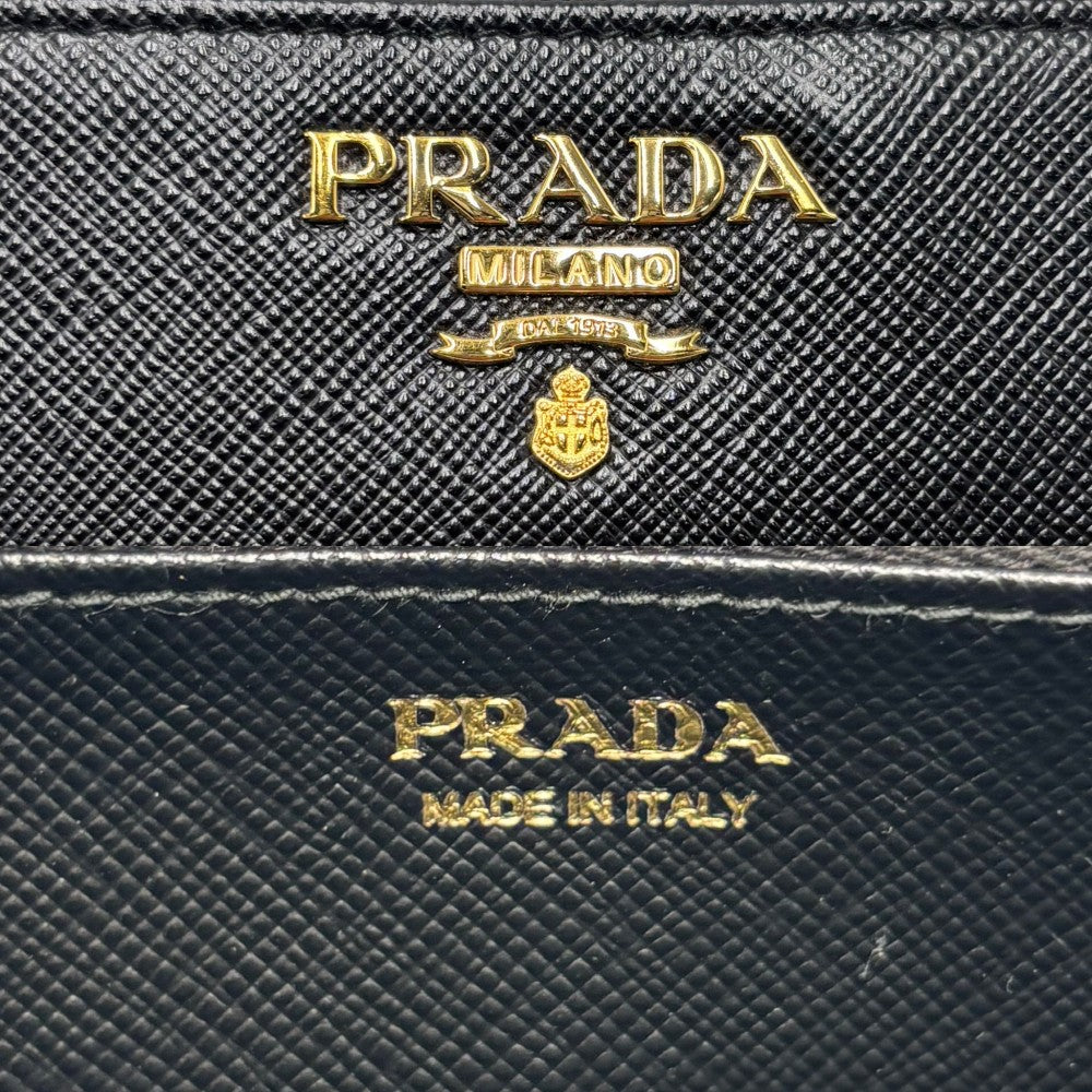 【開店SALE】 PRADA プラダ 長財布 ロゴ ロングウォレット 1ML506 レザー ブラック 黒 ゴールド金具 レディース【中古品】