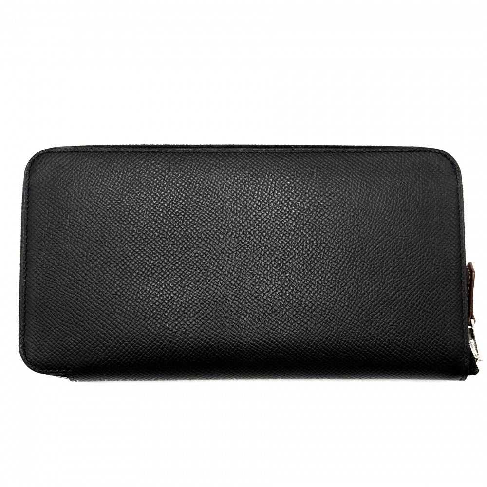 HERMES エルメス 長財布 アザップロングシルクイン アマニポリス ロングウォレット AZAP LONG SILK IN D刻印 レザー ブラック 黒 シルバー金具 レディース 2019年【中古品】