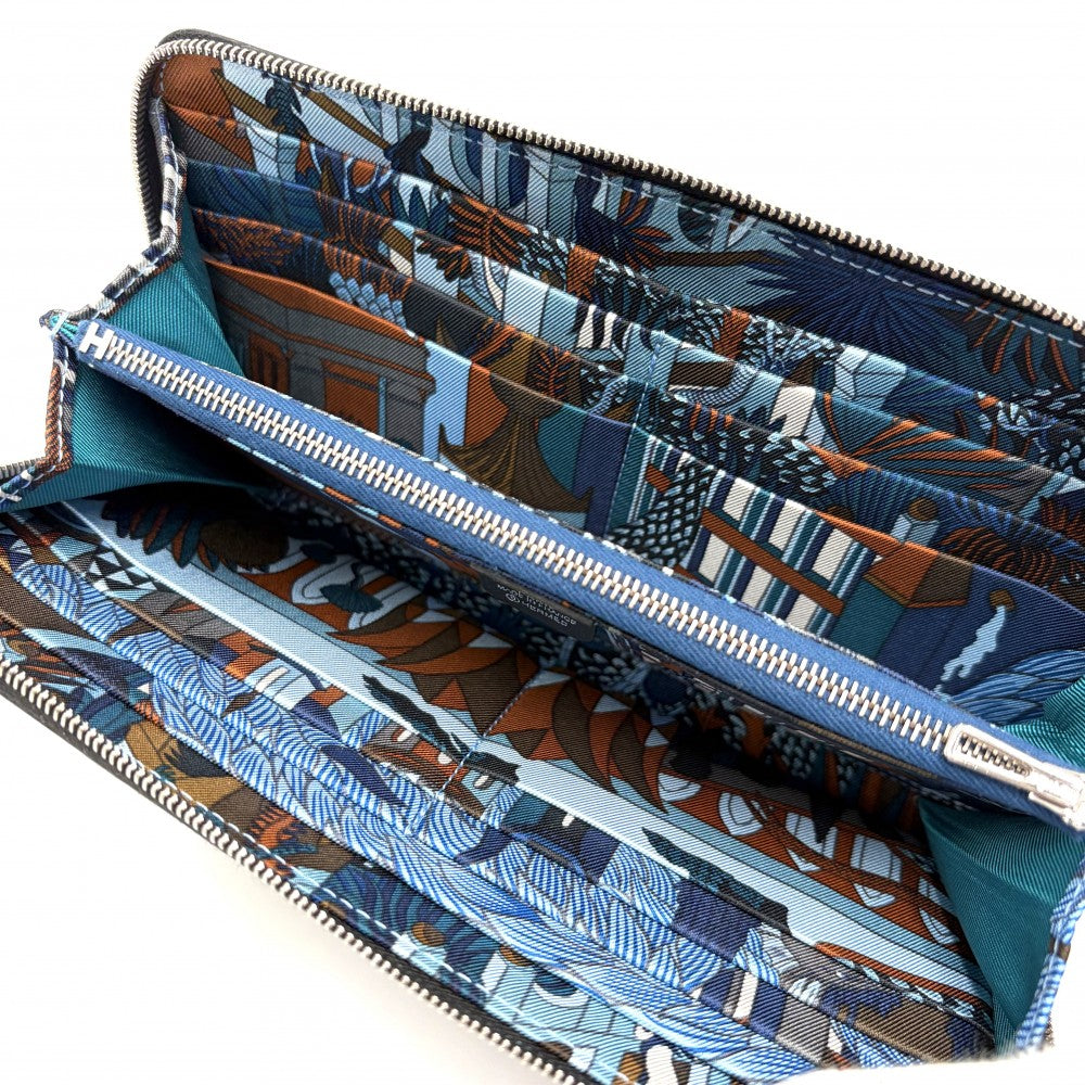 HERMES エルメス 長財布 アザップロングシルクイン アマニポリス ロングウォレット AZAP LONG SILK IN D刻印 レザー ブラック 黒 シルバー金具 レディース 2019年【中古品】