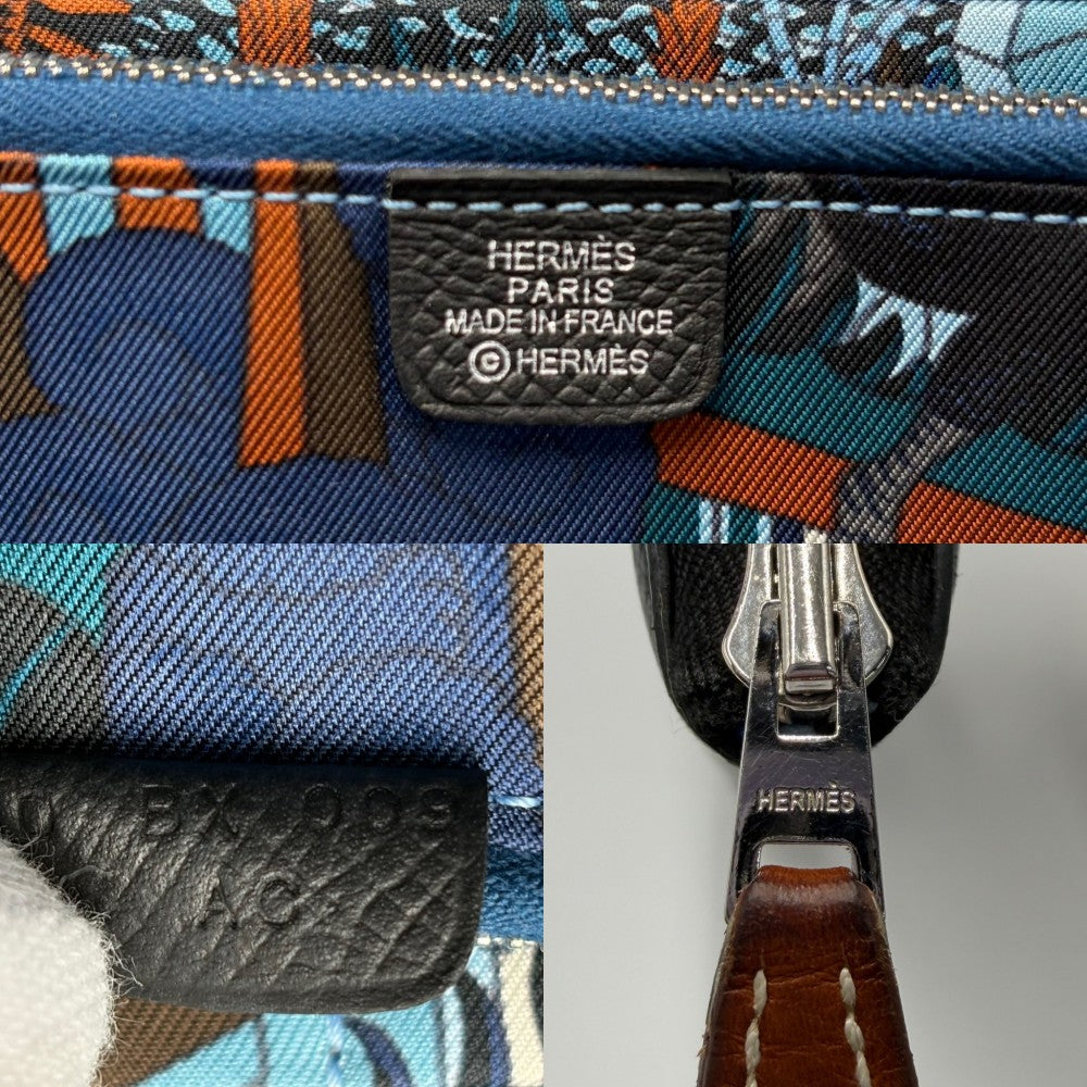 HERMES エルメス 長財布 アザップロングシルクイン アマニポリス ロングウォレット AZAP LONG SILK IN D刻印 レザー ブラック 黒 シルバー金具 レディース 2019年【中古品】
