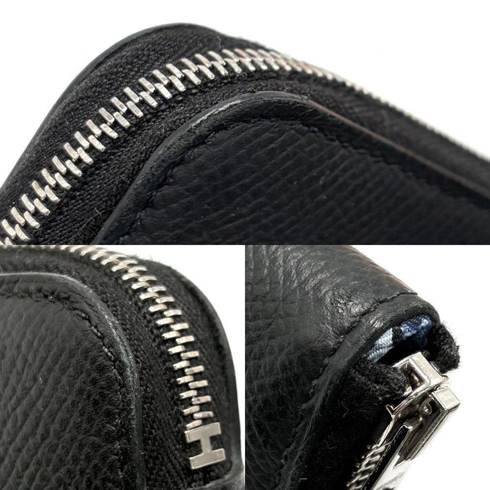 HERMES エルメス 長財布 アザップロングシルクイン アマニポリス ロングウォレット AZAP LONG SILK IN D刻印 レザー ブラック 黒 シルバー金具 レディース 2019年【中古品】