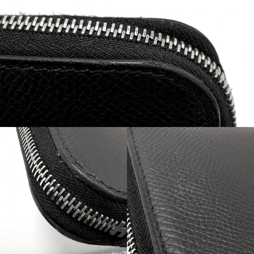 HERMES エルメス 長財布 アザップロングシルクイン アマニポリス ロングウォレット AZAP LONG SILK IN D刻印 レザー ブラック 黒 シルバー金具 レディース 2019年【中古品】