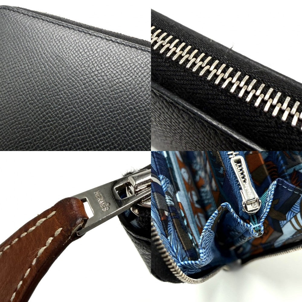 HERMES エルメス 長財布 アザップロングシルクイン アマニポリス ロングウォレット AZAP LONG SILK IN D刻印 レザー ブラック 黒 シルバー金具 レディース 2019年【中古品】