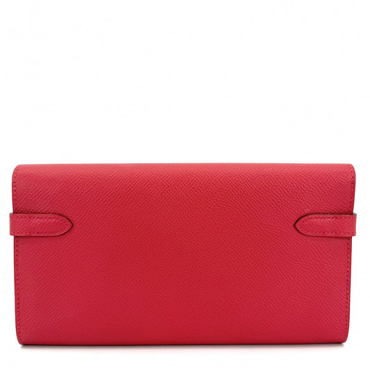 HERMES エルメス 長財布 ケリーウォレット ロングウォレット Y刻印 ヴォーエプソン レッド 赤 シルバー金具 レディース 2020年【中古品】