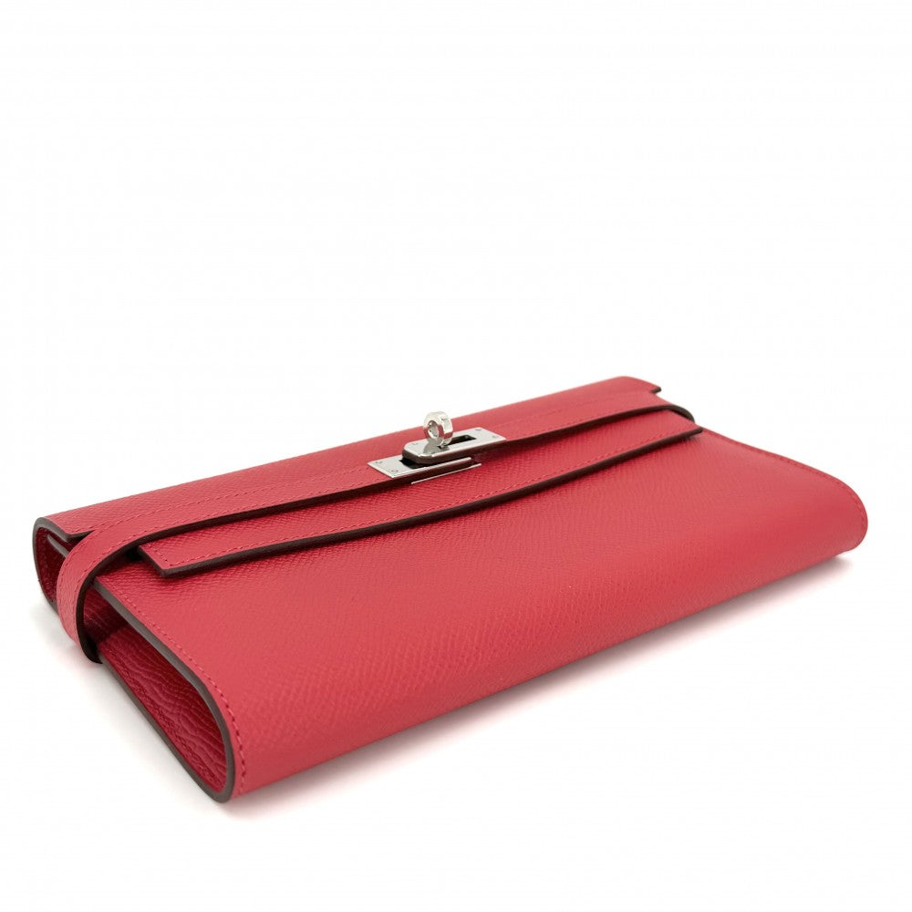 HERMES エルメス 長財布 ケリーウォレット ロングウォレット Y刻印 ヴォーエプソン レッド 赤 シルバー金具 レディース 2020年【中古品】