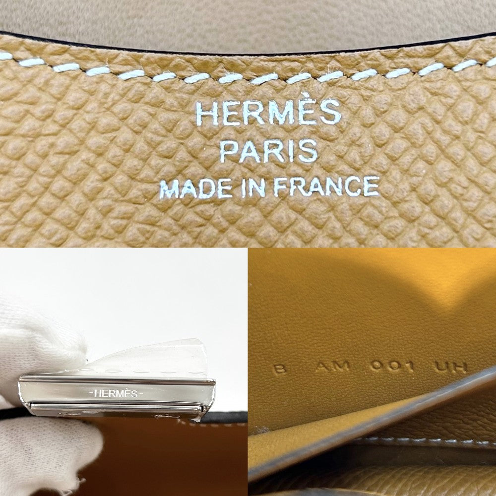 【開店SALE】 HERMES エルメス 二つ折り財布 コンスタンス スリムウォレット コンパクト 財布 Hロゴ B刻印 ヴォーエプソン ブラウン 茶 シルバー金具 レディース 2023年【中古品】