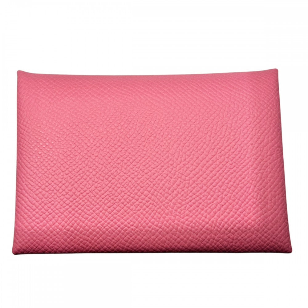 【開店SALE】 HERMES エルメス コインケース カルヴィ デュオ 小銭入れ カードケース 小物 メンズ レディース 男女兼用 B刻印 ヴォーエプソン ピンク シルバー金具 ユニセックス 2023年【中古品】