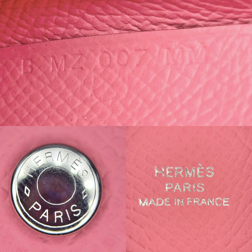 【開店SALE】 HERMES エルメス コインケース カルヴィ デュオ 小銭入れ カードケース 小物 メンズ レディース 男女兼用 B刻印 ヴォーエプソン ピンク シルバー金具 ユニセックス 2023年【中古品】