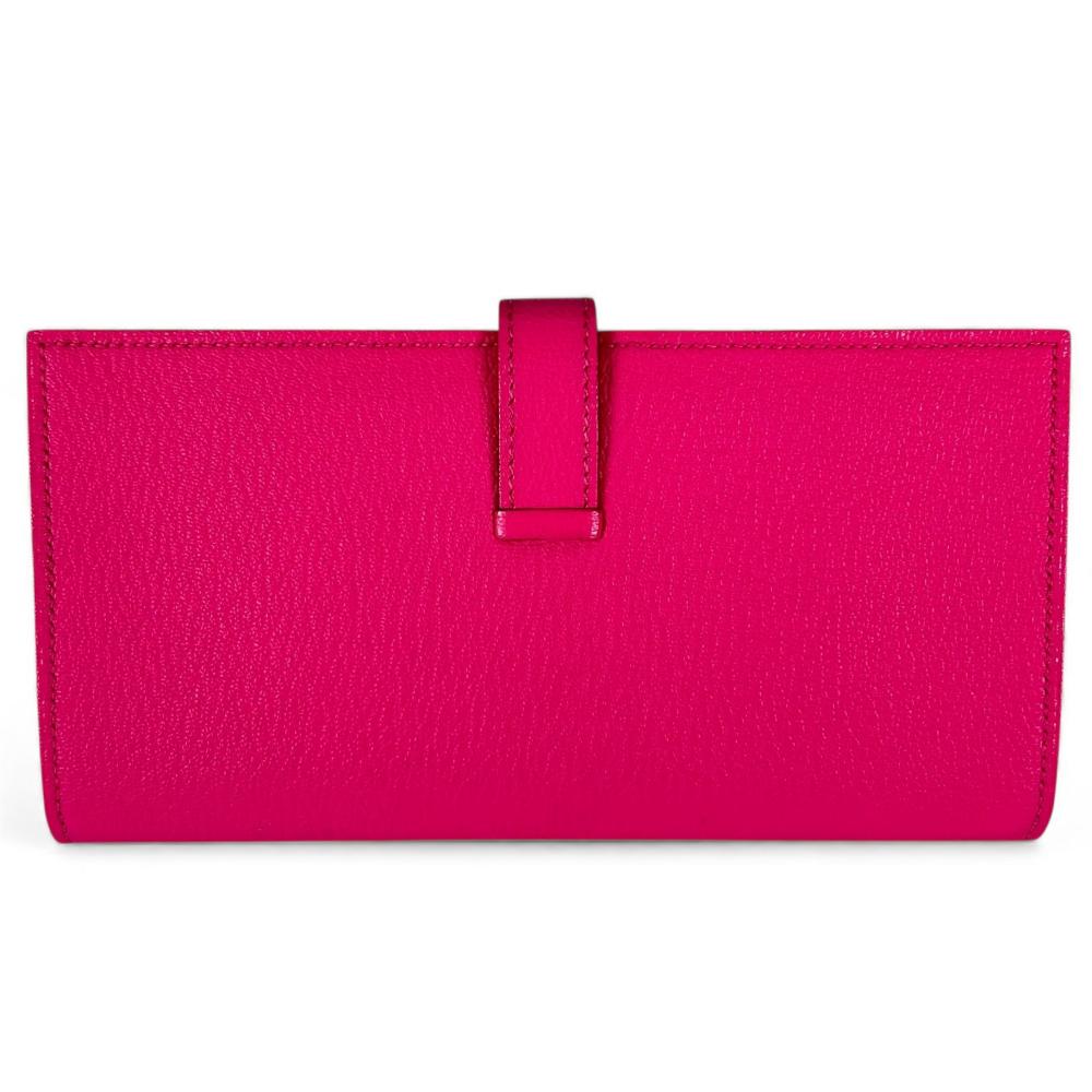 HERMES エルメス 長財布 二つ折り ベアン □O シェーブル ピンク シルバー金具 レディース 2011年【中古品】