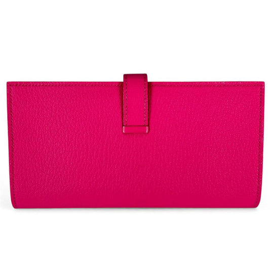 HERMES エルメス 長財布 二つ折り ベアン □O シェーブル ピンク シルバー金具 レディース 2011年【中古品】