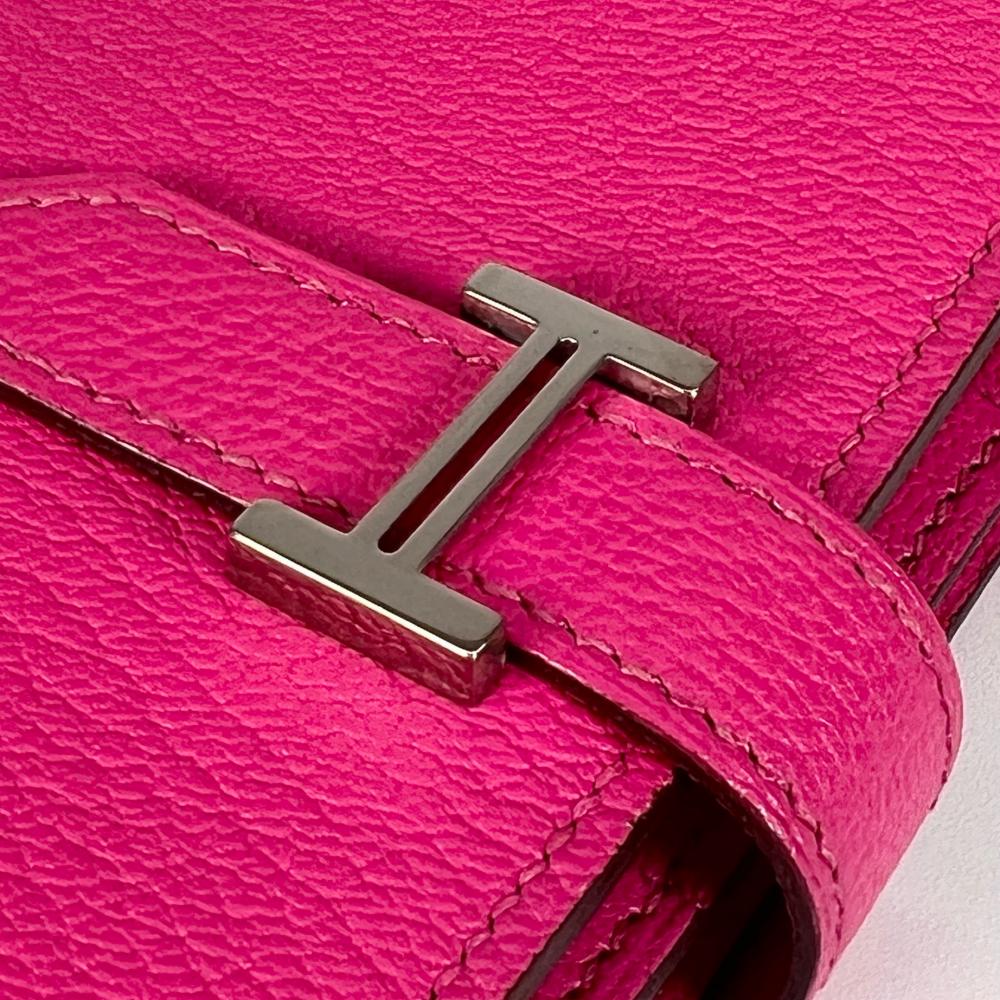 HERMES エルメス 長財布 二つ折り ベアン □O シェーブル ピンク シルバー金具 レディース 2011年【中古品】