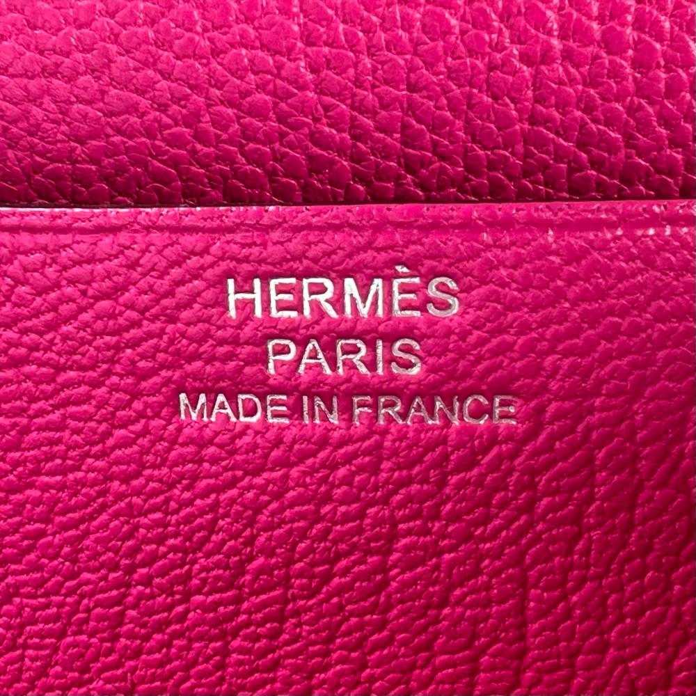 HERMES エルメス 長財布 二つ折り ベアン □O シェーブル ピンク シルバー金具 レディース 2011年【中古品】