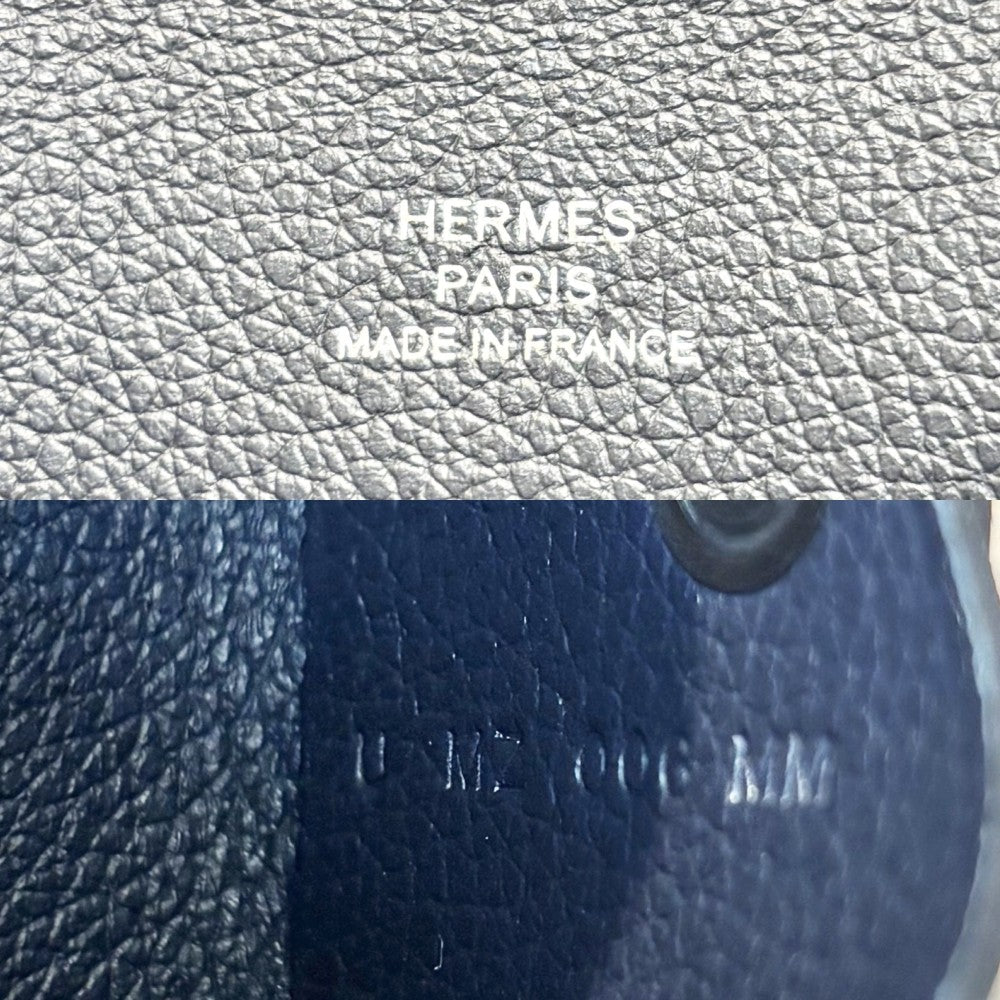 HERMES エルメス コインケース カルヴィ 小銭入れ カードケース 小物 メンズ レディース 男女兼用 U ヴォーエプソン ネイビー 紺 シルバー金具 ユニセックス 2022年【中古品】