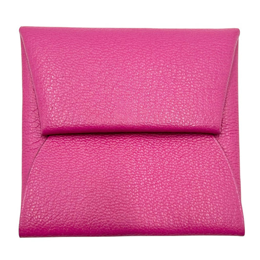 【開店SALE】 HERMES エルメス コインケース バスティア　スクエア 小銭入れ 財布 小物 □M刻印 レザー ピンク系 シルバー金具 レディース 2009年【中古品】