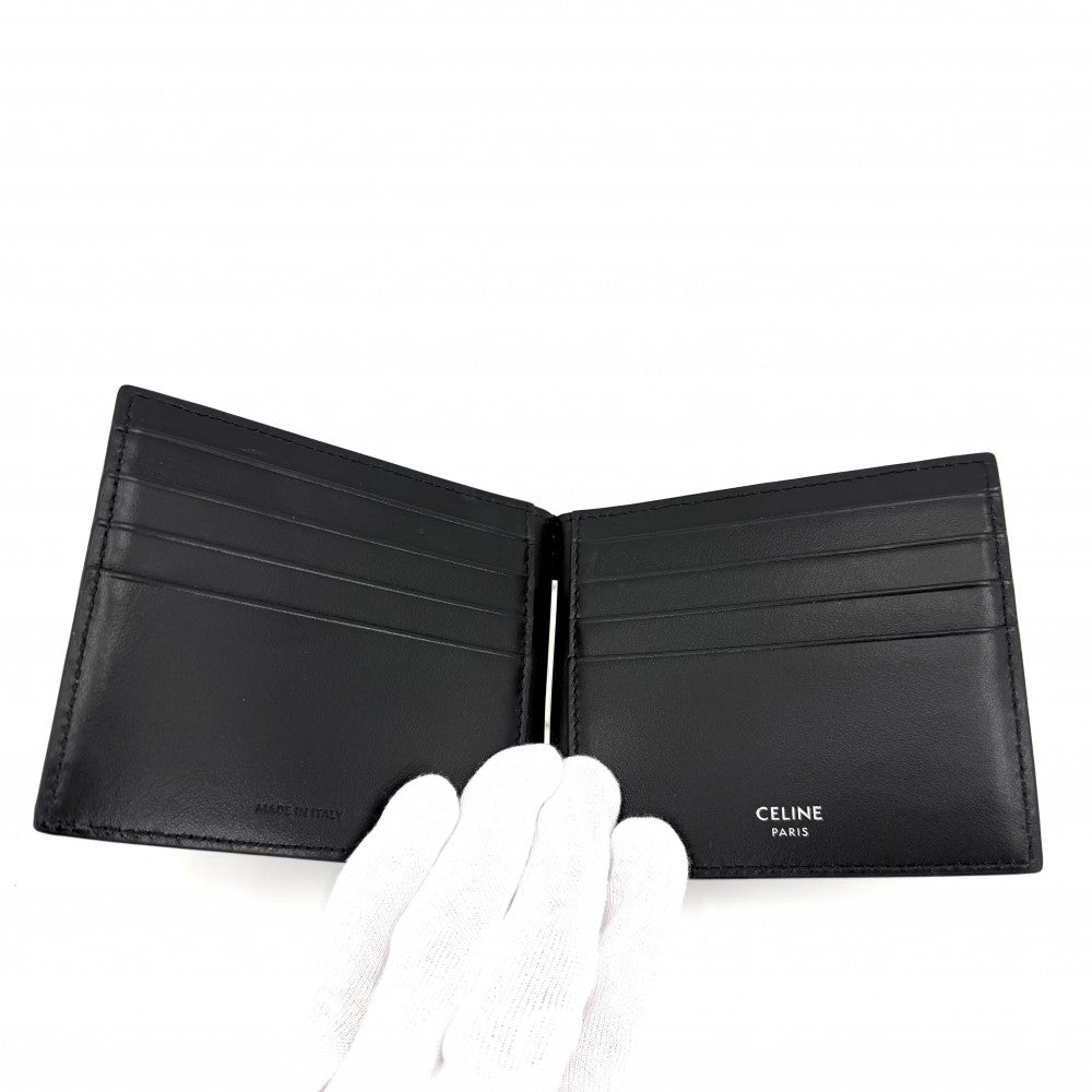 CELINE セリーヌ 小物 ビルクリップウォレット マネークリップ トリオンフキャンバス レザー ブラウン 茶 シルバー金具 レディース【中古品】