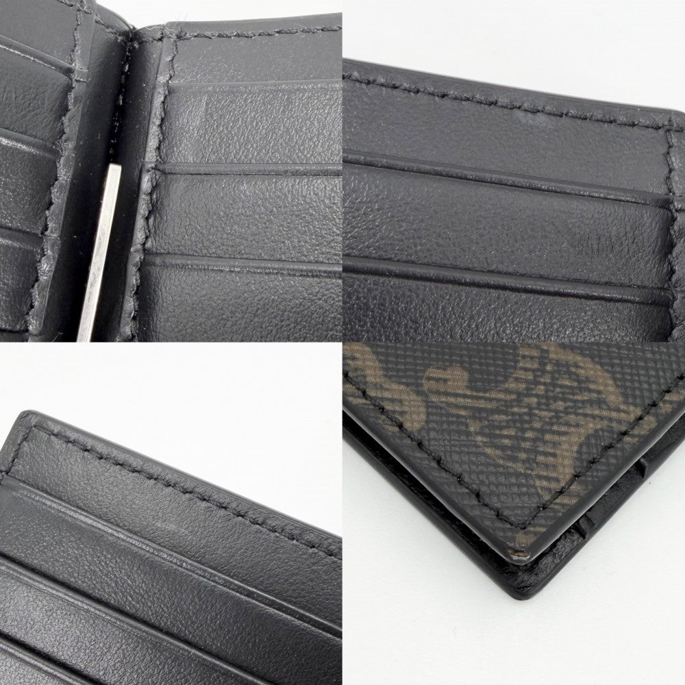 CELINE セリーヌ 小物 ビルクリップウォレット マネークリップ トリオンフキャンバス レザー ブラウン 茶 シルバー金具 レディース【中古品】