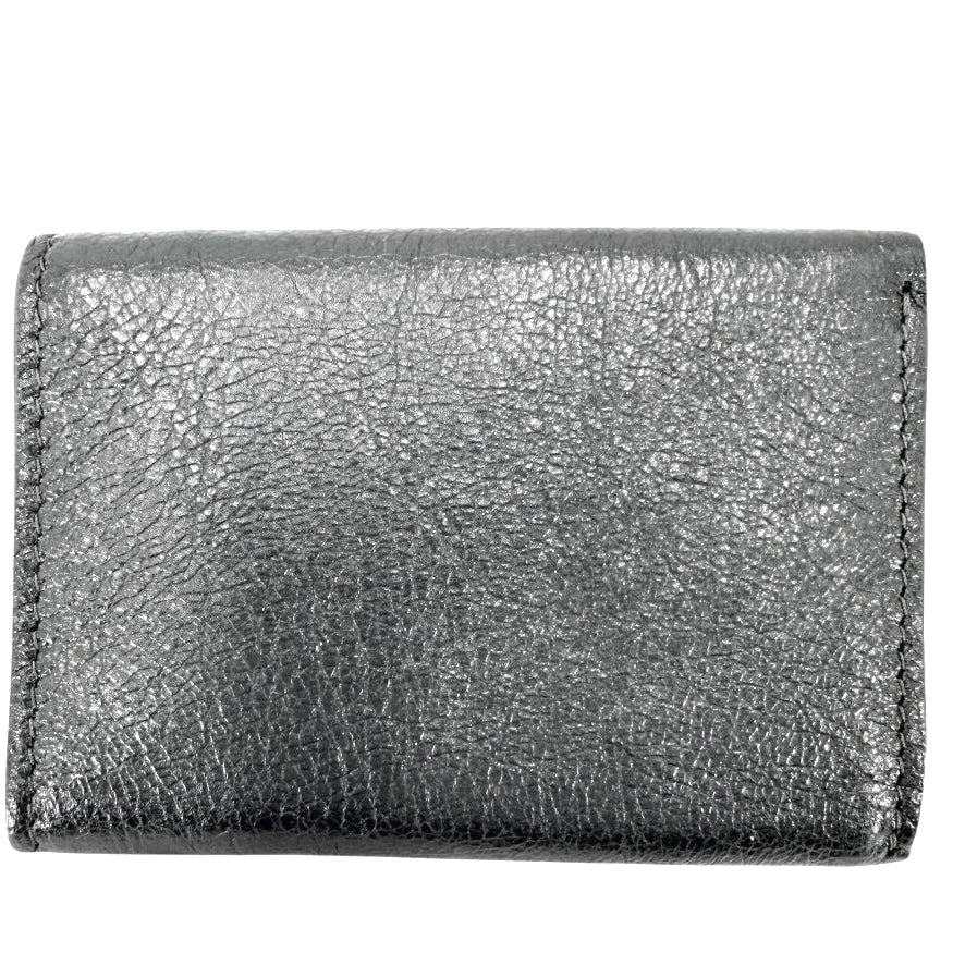 BALENCIAGA バレンシアガ 三つ折り財布 クラシックミニ ミニ財布 コンパクトウォレット 431653 レザー グレー シルバー金具 レディース【中古品】
