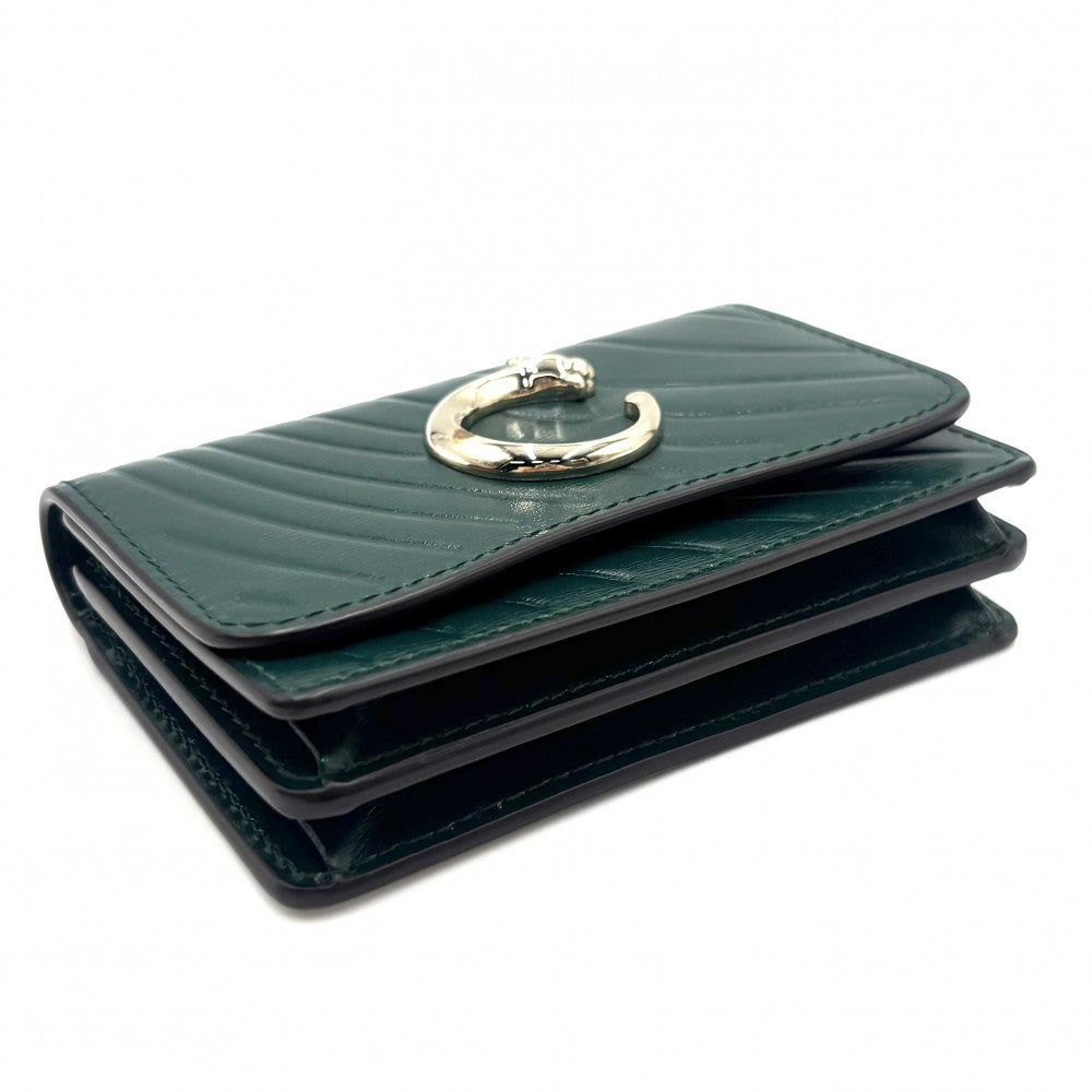 【開店SALE】 CARTIER カルティエ コインケース パンテール カードケース 小銭入れ 名刺入れ ミニ財布 L3002150 レザー グリーン 緑 ゴールド金具 ユニセックス【中古品】