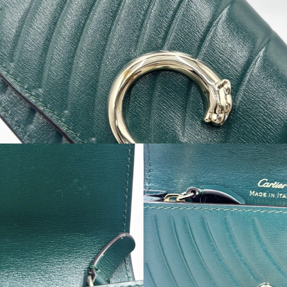 【開店SALE】 CARTIER カルティエ コインケース パンテール カードケース 小銭入れ 名刺入れ ミニ財布 L3002150 レザー グリーン 緑 ゴールド金具 ユニセックス【中古品】