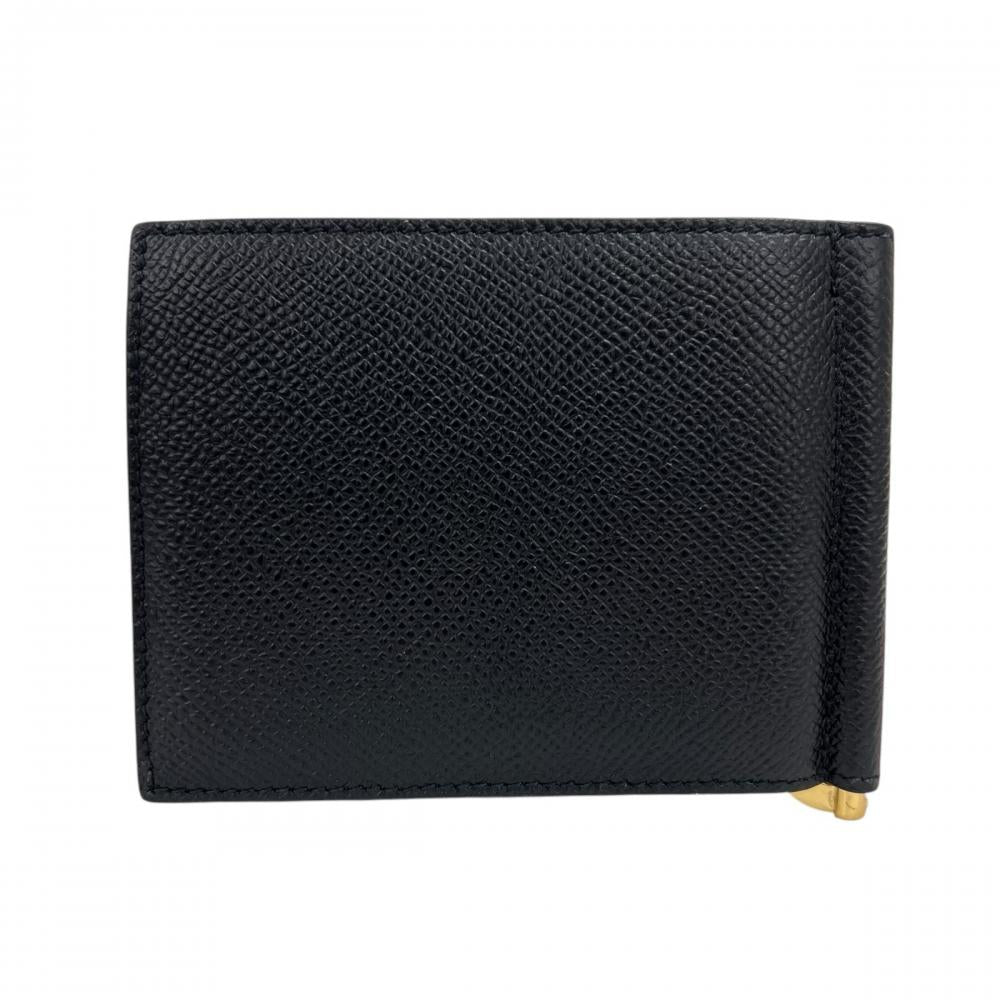 Salvatore Ferragamo サルヴァトーレフェラガモ カードケース ガンチーニ マネークリップ 661475 カーフ ブラック 黒 ゴールド金具 メンズ 約240g【中古品】