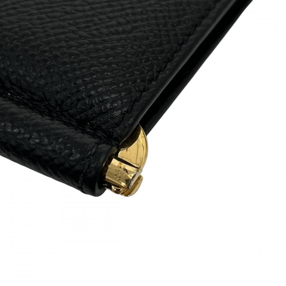 Salvatore Ferragamo サルヴァトーレフェラガモ カードケース ガンチーニ マネークリップ 661475 カーフ ブラック 黒 ゴールド金具 メンズ 約240g【中古品】