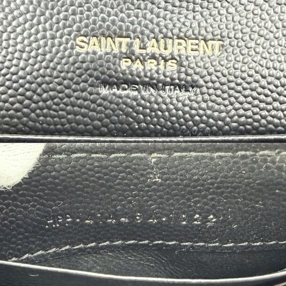 【開店SALE】 SAINT LAURENT PARIS サンローランパリ コインケース ミニ財布 カードケース スモール エンペロープウォレット 414404 カーフ ブラック 黒 ゴールド金具 レディース【中古品】