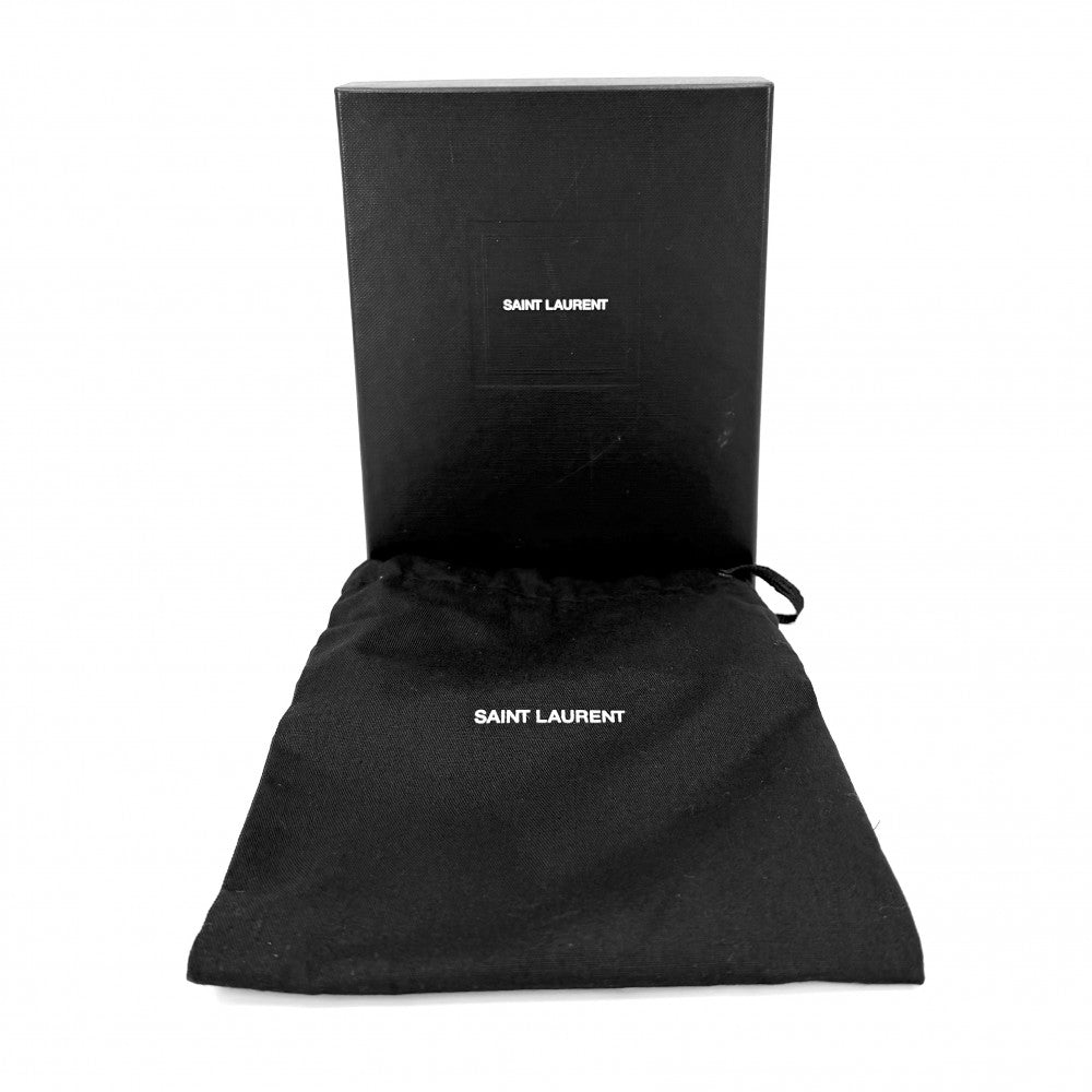 【開店SALE】 SAINT LAURENT PARIS サンローランパリ コインケース ミニ財布 カードケース スモール エンペロープウォレット 414404 カーフ ブラック 黒 ゴールド金具 レディース【中古品】