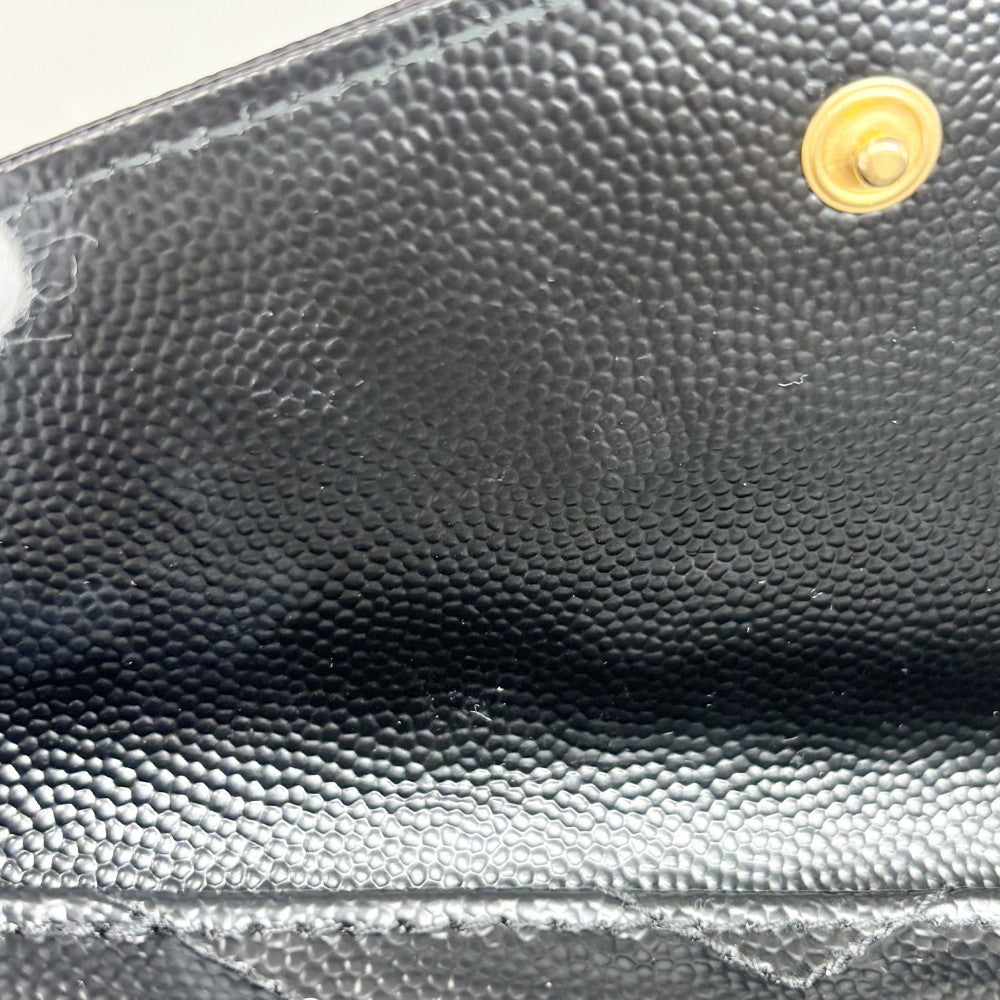 【開店SALE】 SAINT LAURENT PARIS サンローランパリ コインケース ミニ財布 カードケース スモール エンペロープウォレット 414404 カーフ ブラック 黒 ゴールド金具 レディース【中古品】