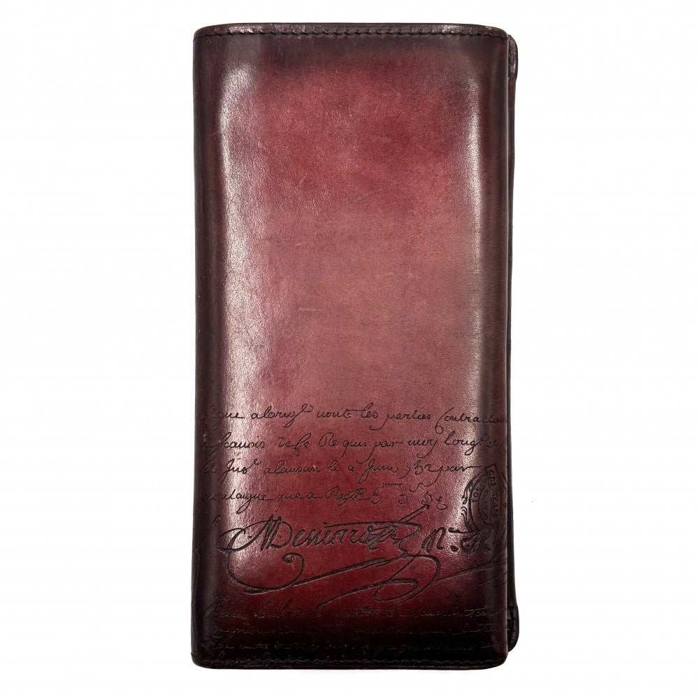 【開店SALE】 Berluti ベルルッティ 長財布 カリグラフィ ロングウォレット レザー レッド系 メンズ【中古品】