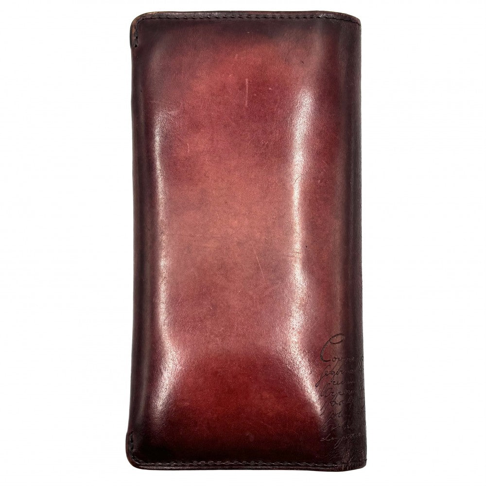 【開店SALE】 Berluti ベルルッティ 長財布 カリグラフィ ロングウォレット レザー レッド系 メンズ【中古品】