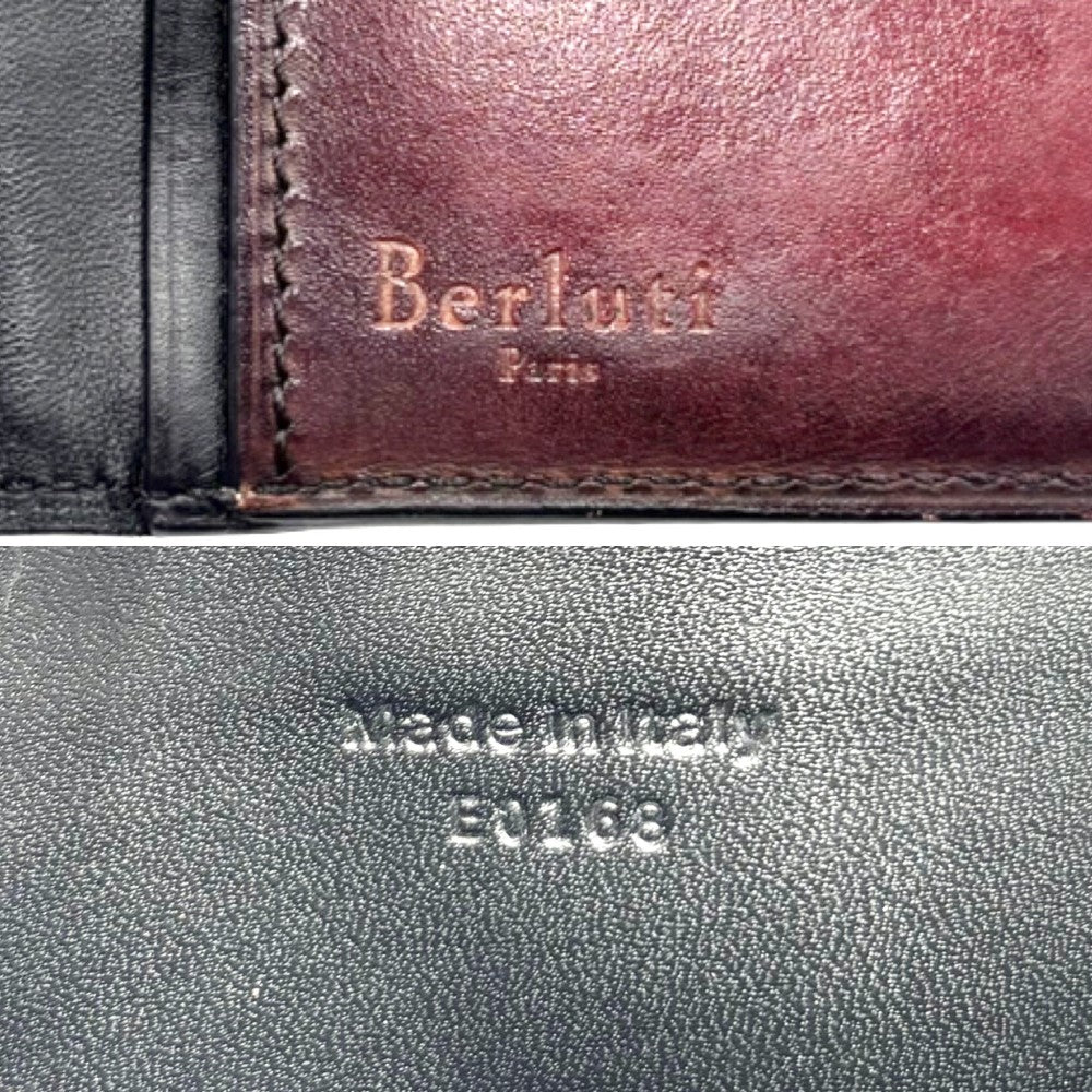 【開店SALE】 Berluti ベルルッティ 長財布 カリグラフィ ロングウォレット レザー レッド系 メンズ【中古品】