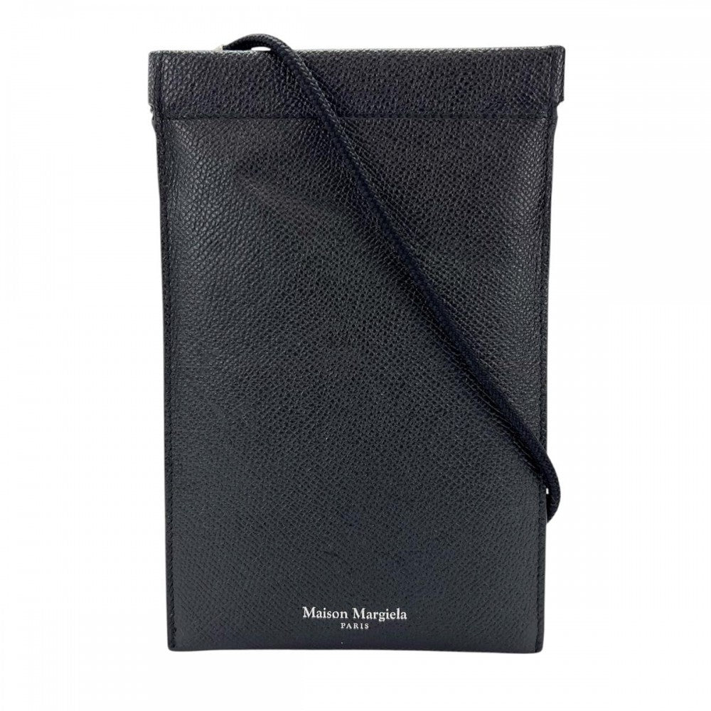 ショルダーバッグ Maison Margiela メゾンマルジェラ スマートフォンポーチ フォンケース S55UI0207 ブラック 黒 シルバー金具 レディース【中古品】