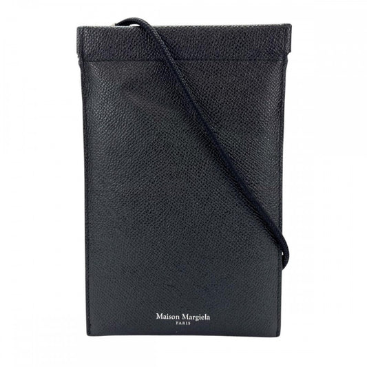 ショルダーバッグ Maison Margiela メゾンマルジェラ スマートフォンポーチ フォンケース S55UI0207 ブラック 黒 シルバー金具 レディース【中古品】