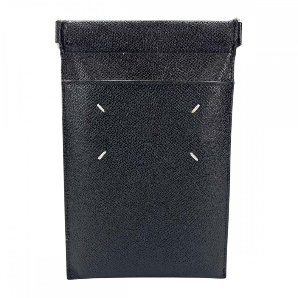 ショルダーバッグ Maison Margiela メゾンマルジェラ スマートフォンポーチ フォンケース S55UI0207 ブラック 黒 シルバー金具 レディース【中古品】