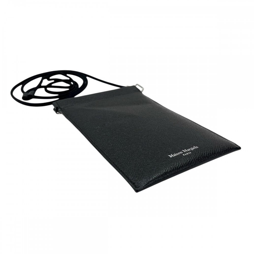 ショルダーバッグ Maison Margiela メゾンマルジェラ スマートフォンポーチ フォンケース S55UI0207 ブラック 黒 シルバー金具 レディース【中古品】