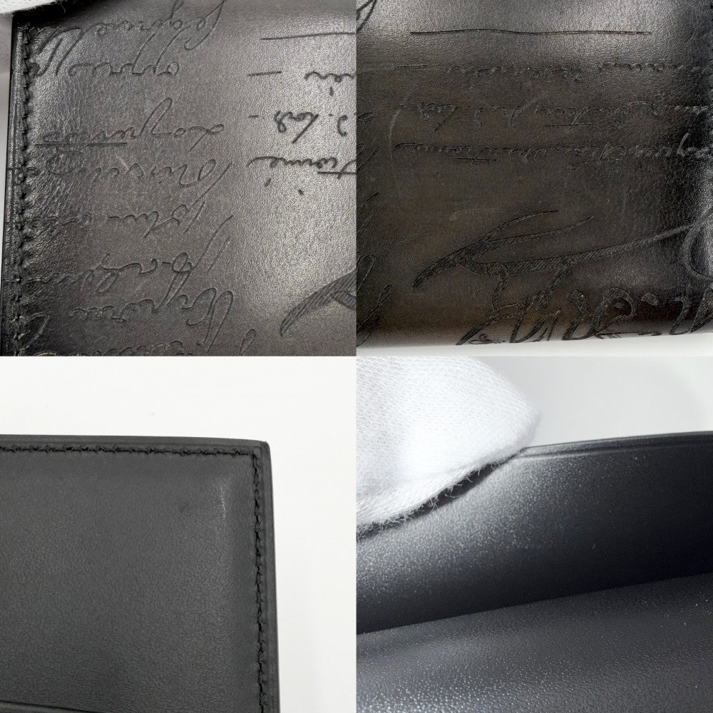 Berluti ベルルッティ カードケース インブイア カリグラフィ 二つ折り 名刺入れ 革小物 レザー ブラック 黒 メンズ【中古品】