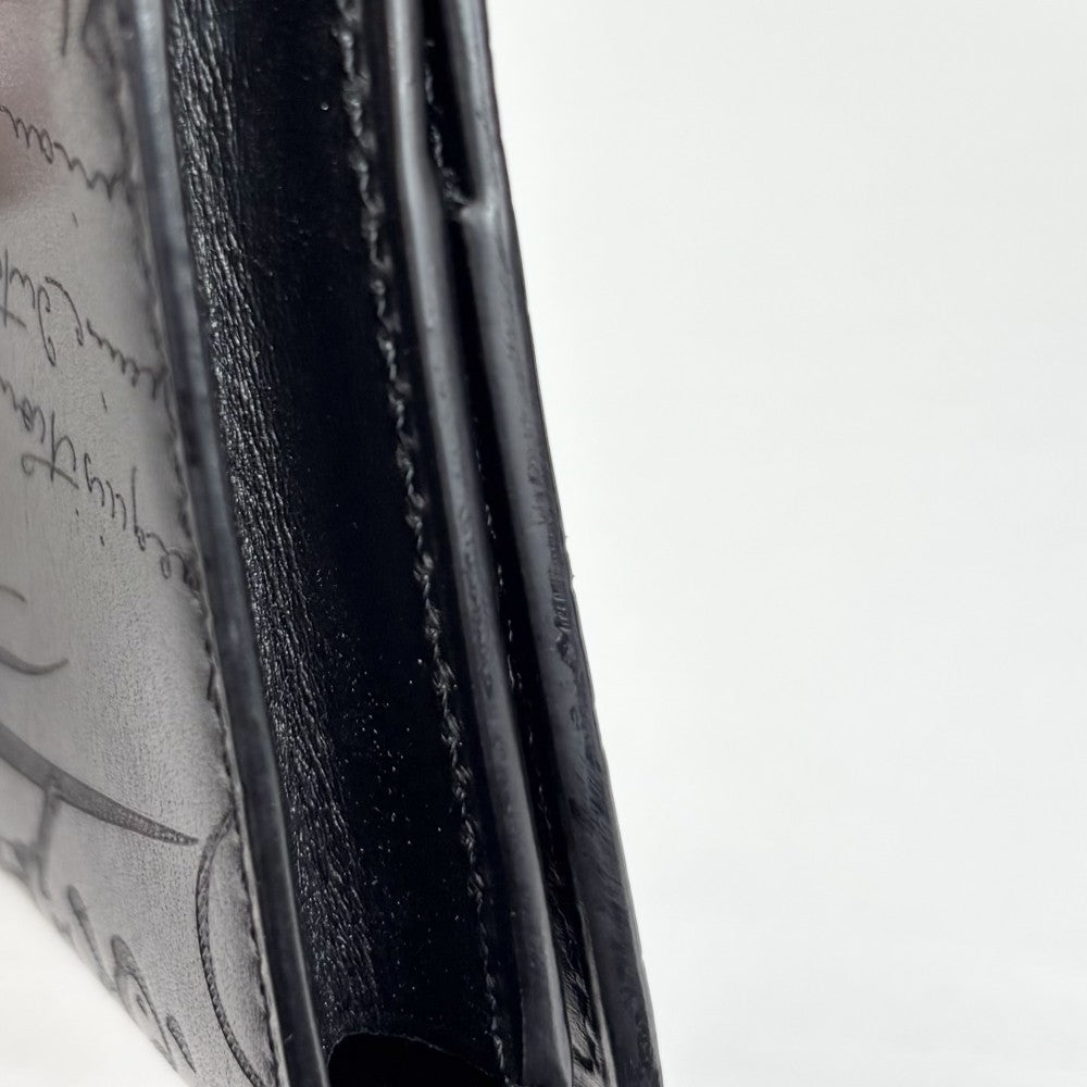 Berluti ベルルッティ カードケース インブイア カリグラフィ 二つ折り 名刺入れ 革小物 レザー ブラック 黒 メンズ【中古品】