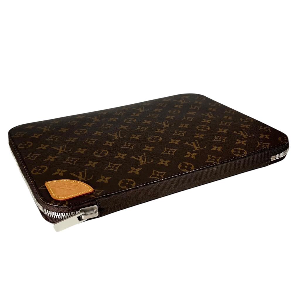 LOUIS VUITTON ルイヴィトン クラッチバッグ ホライゾン・ラップトップ・スリーブ モノグラム PCケース M42666 モノグラムキャンバス ブラウン 茶 シルバー金具 メンズ【中古品】