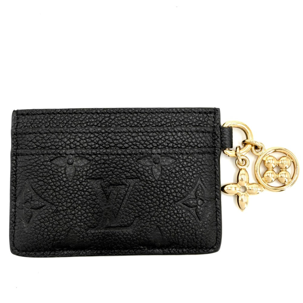 LOUIS VUITTON ルイヴィトン カードケース モノグラムアンプラント ポルトカルトLVチャーム パスケース ブラック 黒 小物 M82132 ノワール ゴールド金具 レディース【中古品】