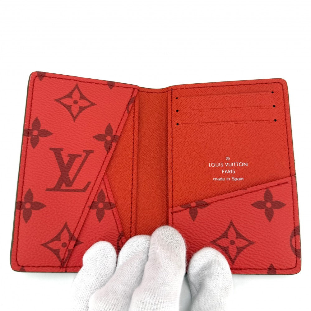 LOUIS VUITTON ルイヴィトン カードケース モノグラムトーン オーガナイザードゥポッシュ 名刺入れ 定期入れ 小物 M82797 カーキ オレンジ メンズ【中古品】