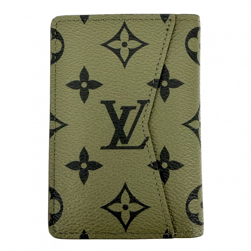LOUIS VUITTON ルイヴィトン カードケース モノグラムトーン オーガナイザードゥポッシュ 名刺入れ 定期入れ 小物 M82797 カーキ オレンジ メンズ【中古品】