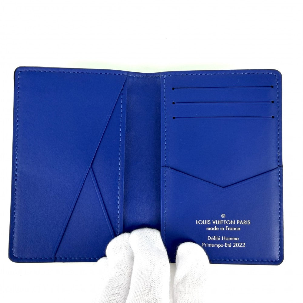 LOUIS VUITTON ルイヴィトン カードケース モノグラムエンボス オーガナイザードゥポッシュ 名刺入れ 定期入れ 小物 M81258 ブルー 青 グリーン 緑 メンズ【中古品】