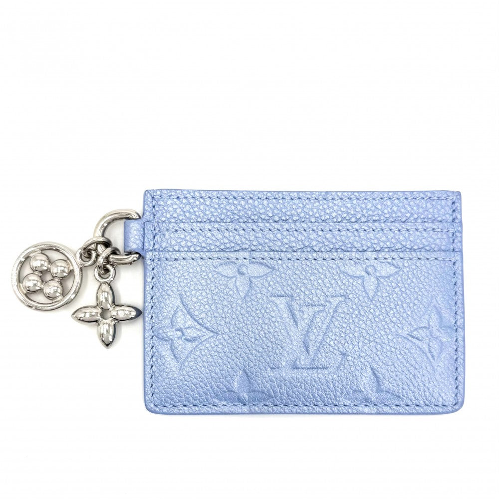 【開店SALE】 LOUIS VUITTON ルイヴィトン カードケース モノグラムアンプラント ポルトカルトLVチャーム パスケース ブルー 小物 M26523 ブルーフロスト シルバー金具 レディース【中古品】