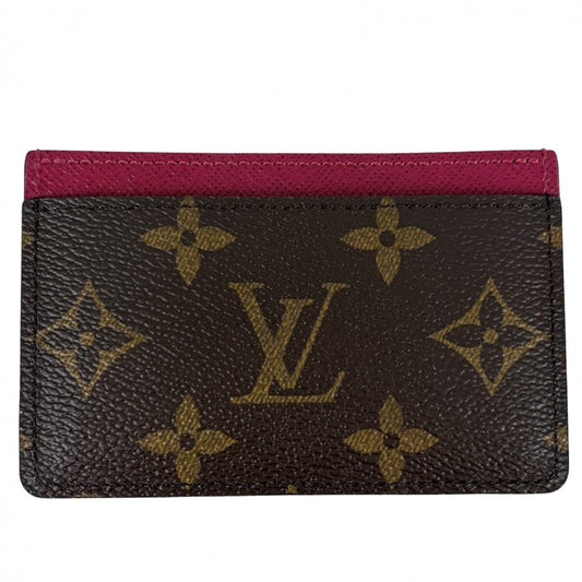 LOUIS VUITTON ルイヴィトン カードケース モノグラム ポルトカルト・サーンプル パスケース 小物 M60703 ブラウン 茶 フューシャ レディース【中古品】