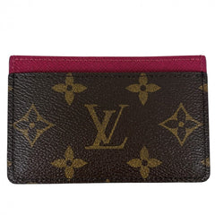 LOUIS VUITTON ルイヴィトン カードケース モノグラム ポルトカルト・サーンプル パスケース 小物 M60703 ブラウン 茶 フューシャ レディース【中古品】