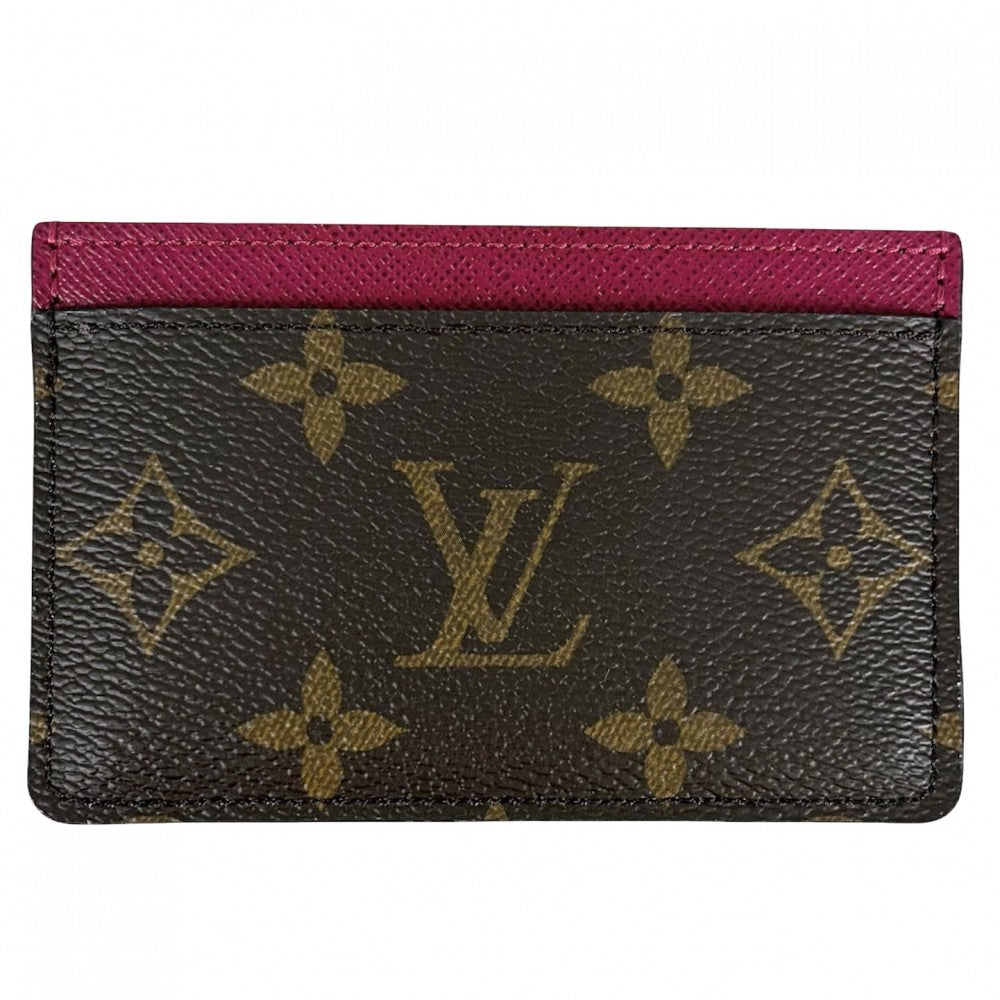 LOUIS VUITTON ルイヴィトン カードケース モノグラム ポルトカルト・サーンプル パスケース 小物 M60703 ブラウン 茶 フューシャ レディース【中古品】