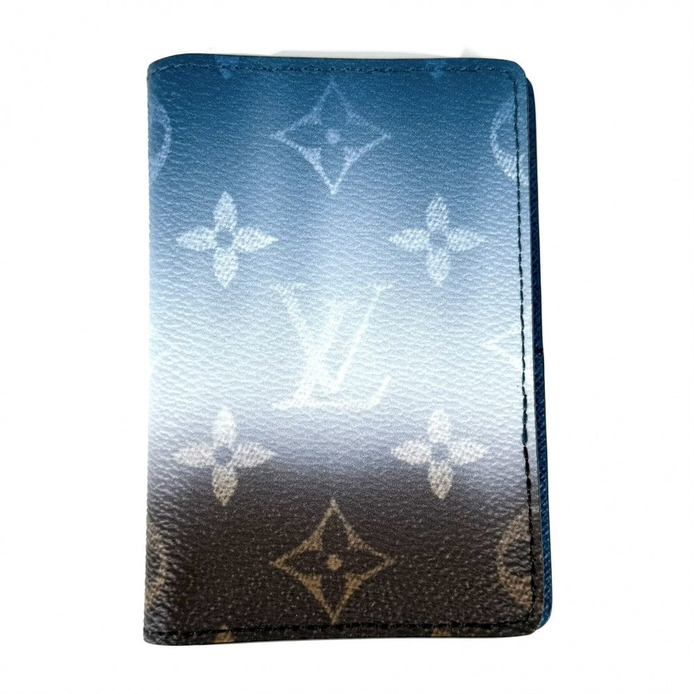 LOUIS VUITTON ルイヴィトン カードケース モノグラムピグメント オーガナイザードゥポッシュ 名刺入れ 定期入れ 小物 M28004 ブルー 青 ブラウン 茶 メンズ【中古品】