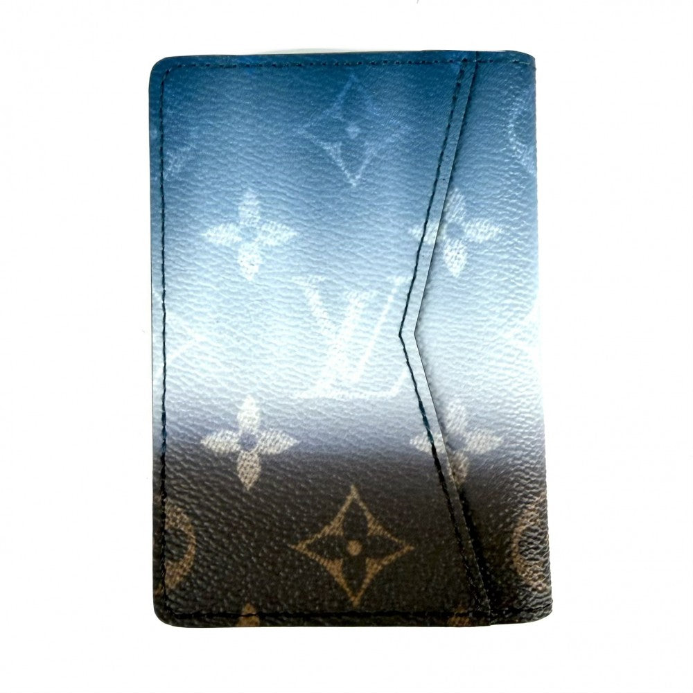 LOUIS VUITTON ルイヴィトン カードケース モノグラムピグメント オーガナイザードゥポッシュ 名刺入れ 定期入れ 小物 M28004 ブルー 青 ブラウン 茶 メンズ【中古品】