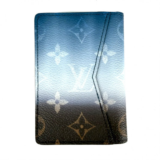 LOUIS VUITTON ルイヴィトン カードケース モノグラムピグメント オーガナイザードゥポッシュ 名刺入れ 定期入れ 小物 M28004 ブルー 青 ブラウン 茶 メンズ【中古品】